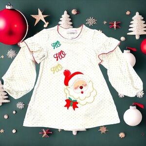 Bonnie Jean Girls 6X Long Sleeve Ho-Ho-Ho Santa Clause Tunic-Never Worn